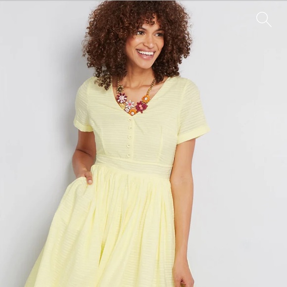 Modcloth Fabulous Fit & Flare Shirt Dress in buttercup daffodil yellow 🌼 - Picture 9 of 17